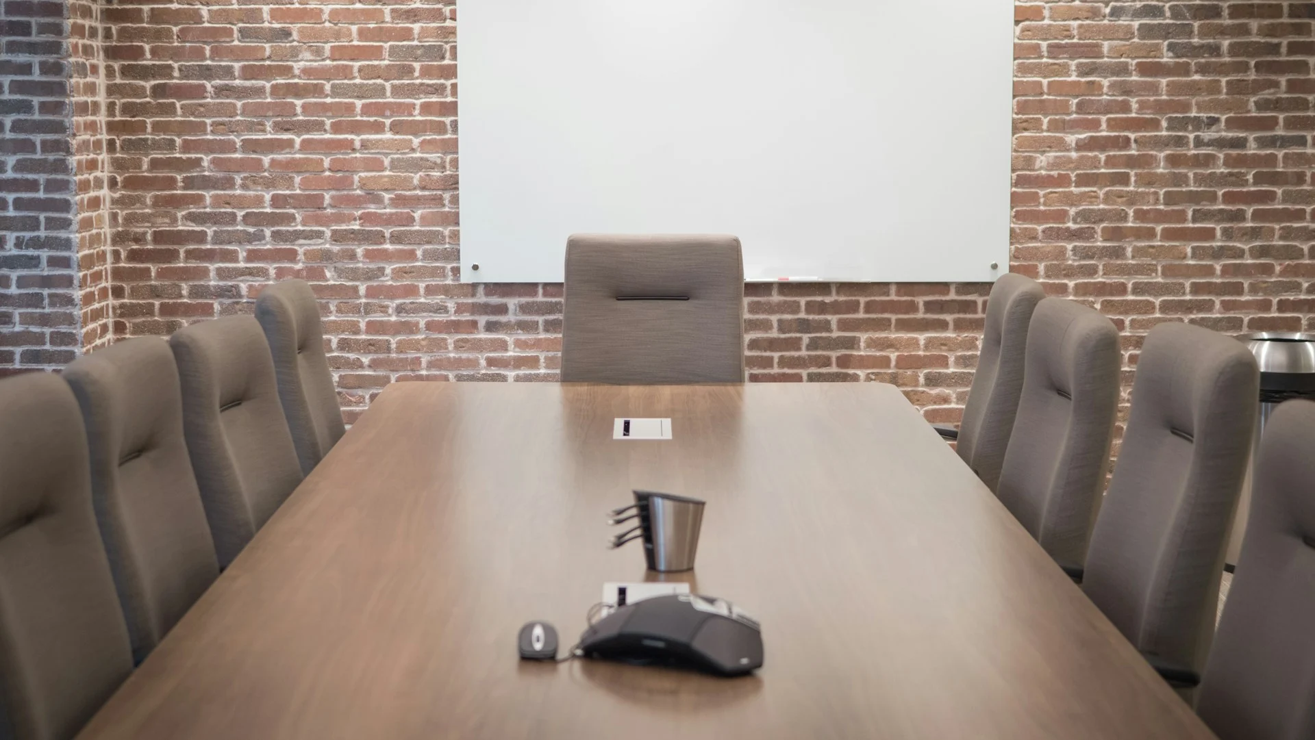 A meeting room arranged for a business gathering